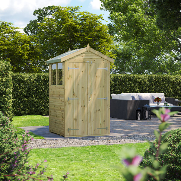 POWER 131 cm x 138 cm Gartenhaus mit Doppeltür und Satteldach aus Nut